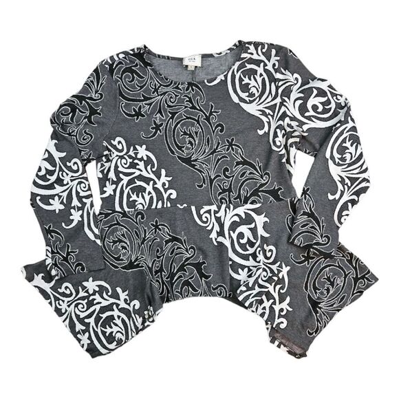 ECI Gray Handkerchief Hem Peplum Knit Top Size XL - Picture 1 of 4